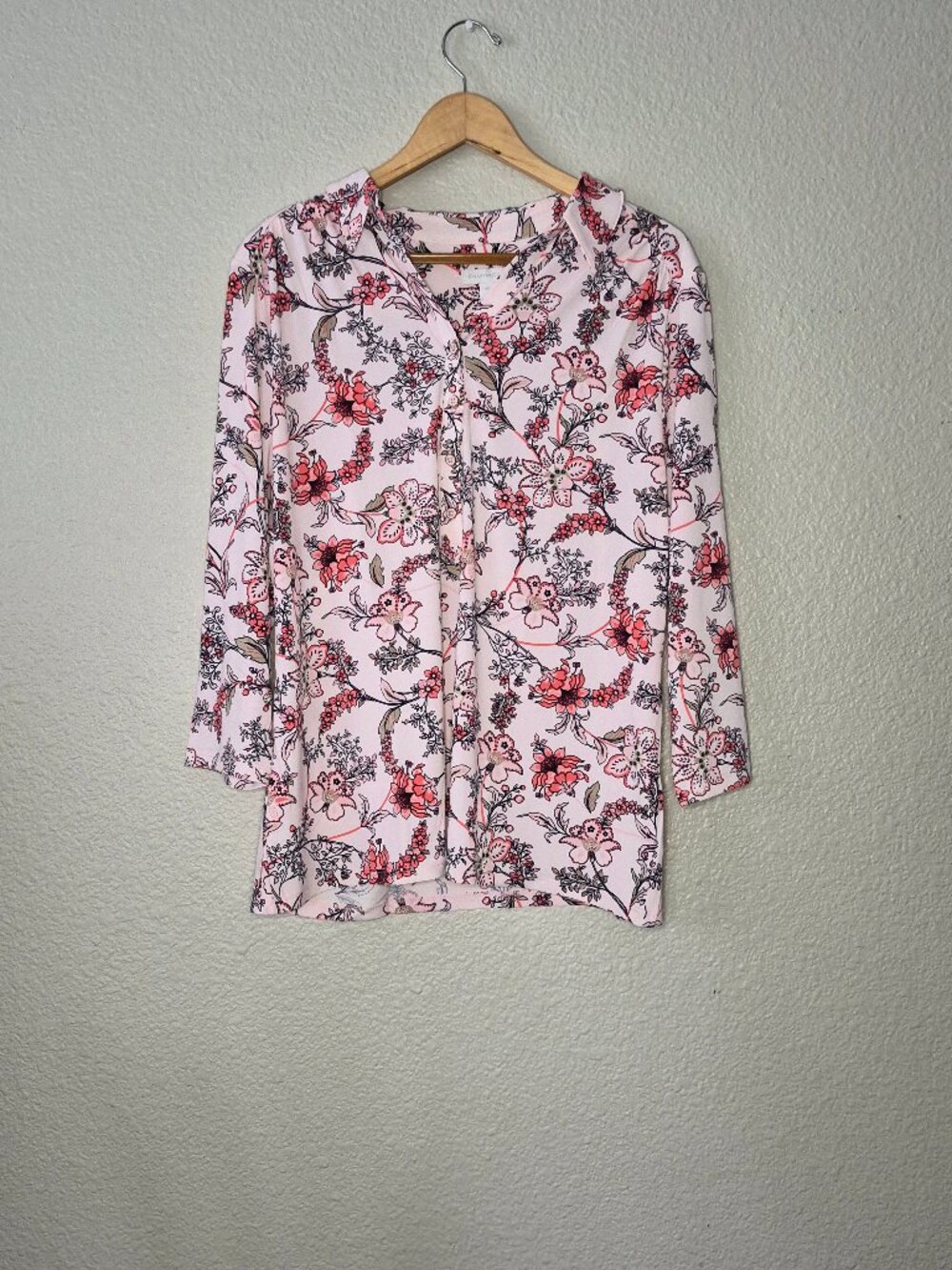 Charter Club Floral Button Up Shirt Womens Sz XXL Pink Office Casual Bloomcore